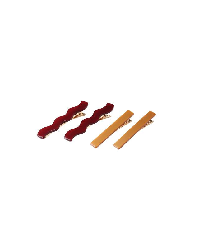 Ensemble de 4 barrettes - Bourgogne & Or