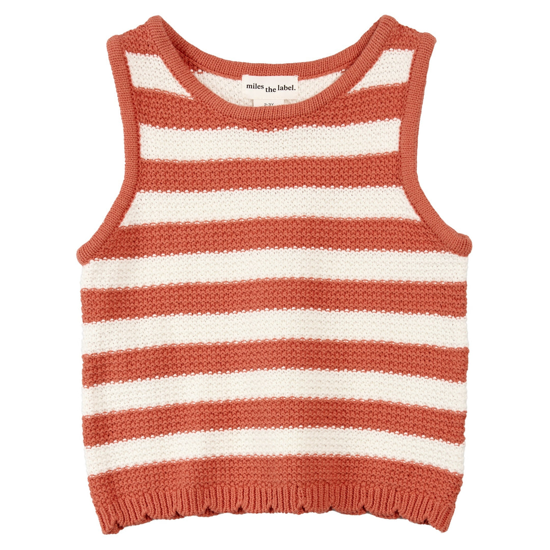 Débardeur en tricot ligné terracotta
