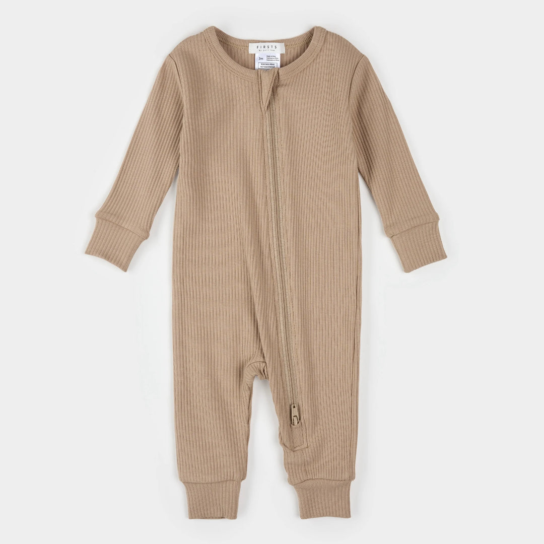 Romper en tricot côtelé Taupe