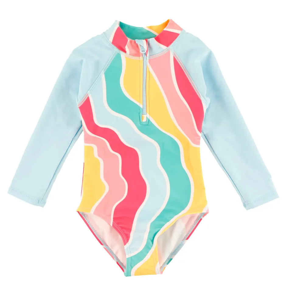Maillot une pièce Vagues arc-en-ciel