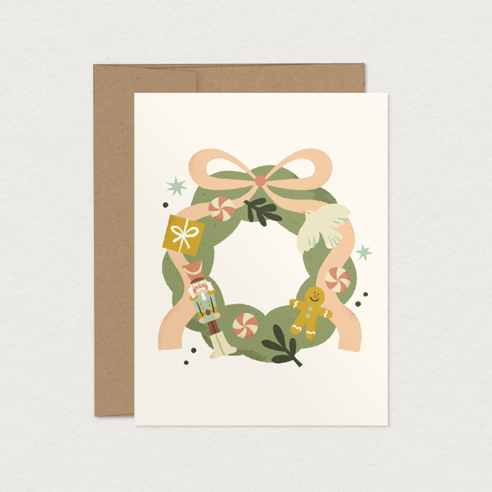 Carte de souhaits - Couronne festive