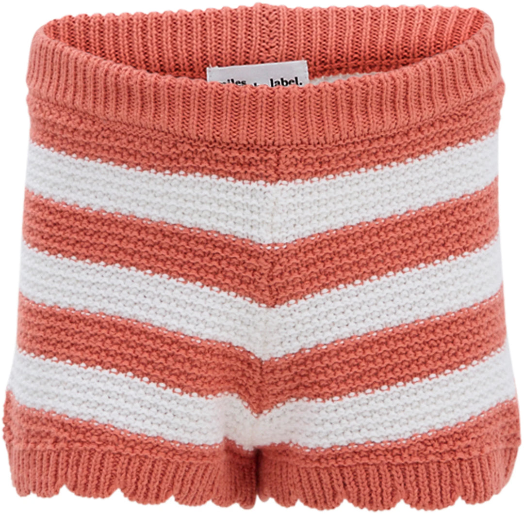 Short en tricot ligné terracotta