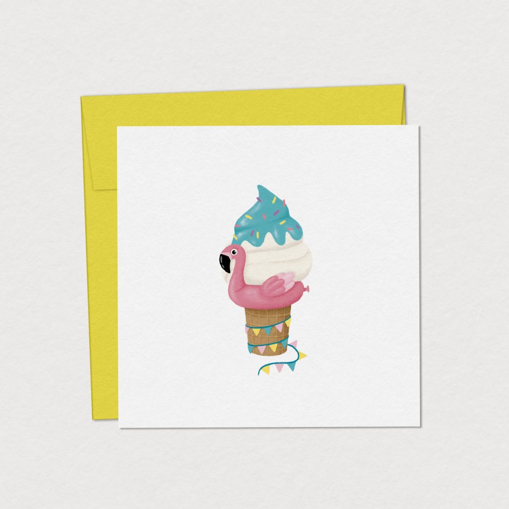 Carte de souhaits - Flamant glacé