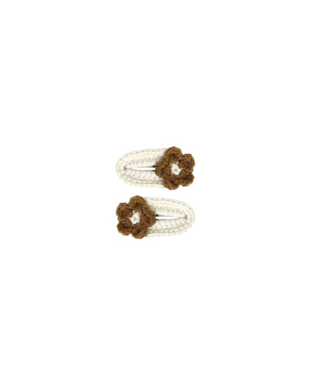 Barrettes crochetées - Fleur dorée