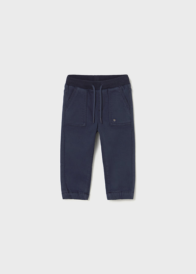 Pantalon jogger en sergé bleu