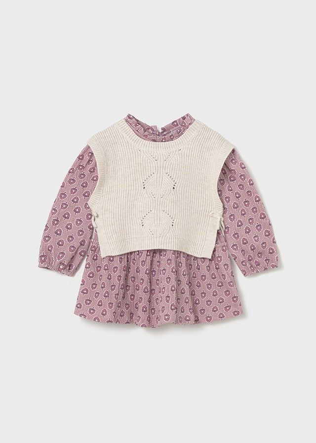 Robe avec gilet en tricot sable