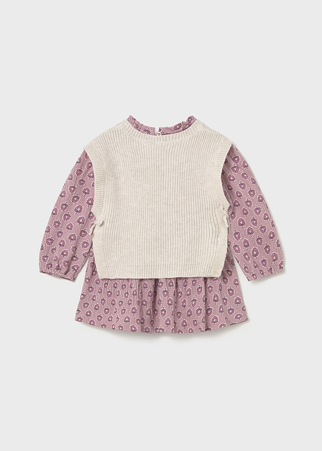 Robe avec gilet en tricot sable