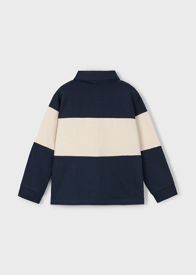Polo à manches longues colorblock marine