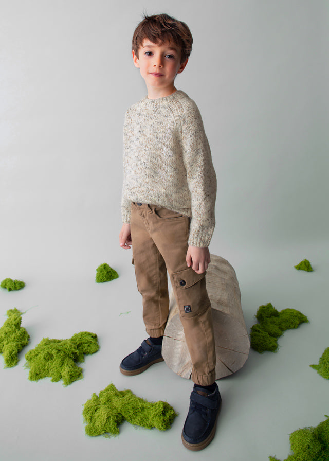 Pull à manches longues en tricot Mélange de céréales
