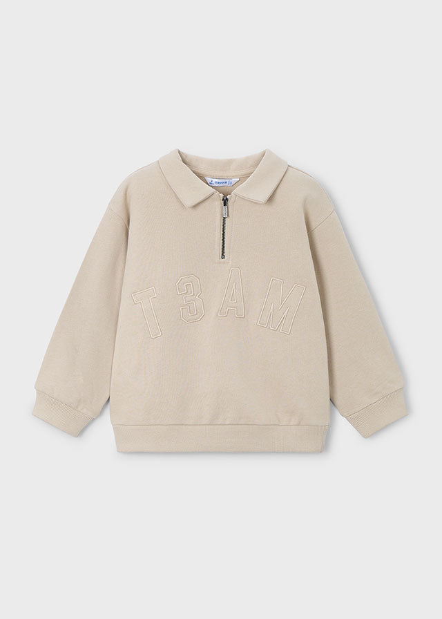 Sweat à col polo - Vison