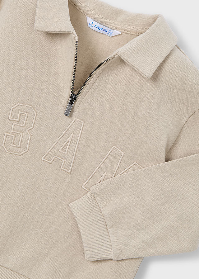 Sweat à col polo - Vison