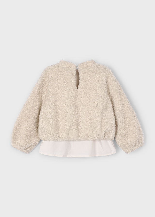 Sweat mouton avec effet chemise Amande