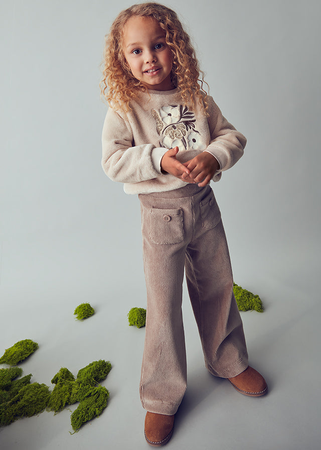 Pantalon en velours côtelé taupe