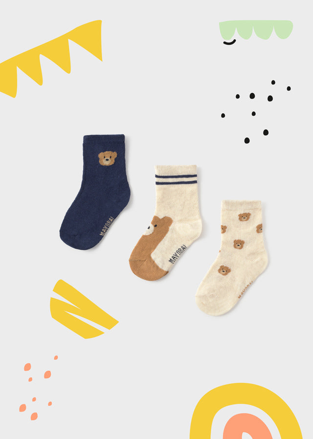 Trio de chaussettes - Ourson (marine)