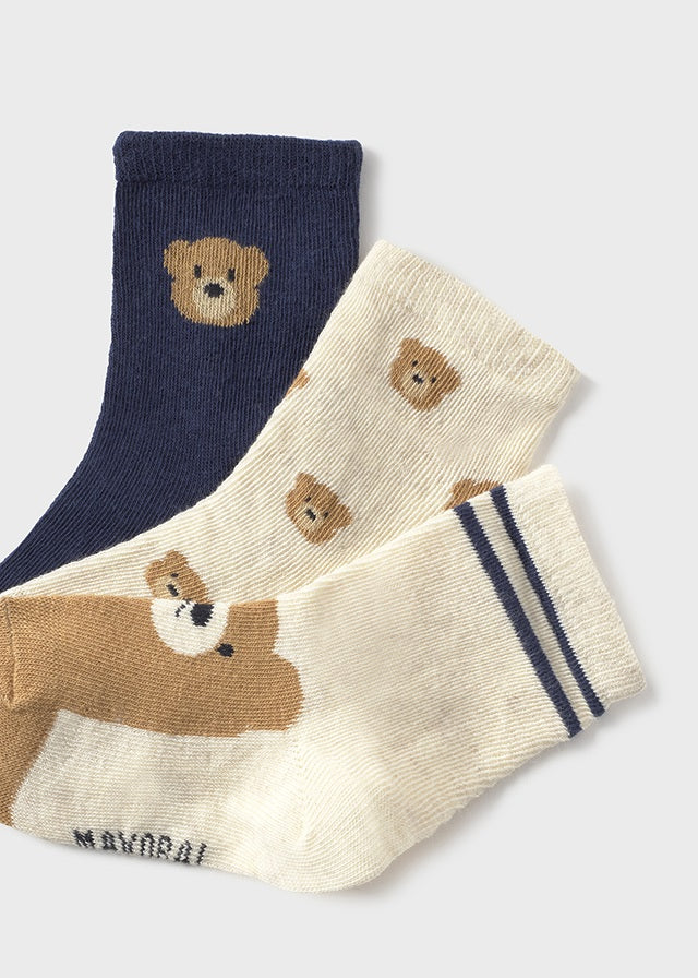 Trio de chaussettes - Ourson (marine)