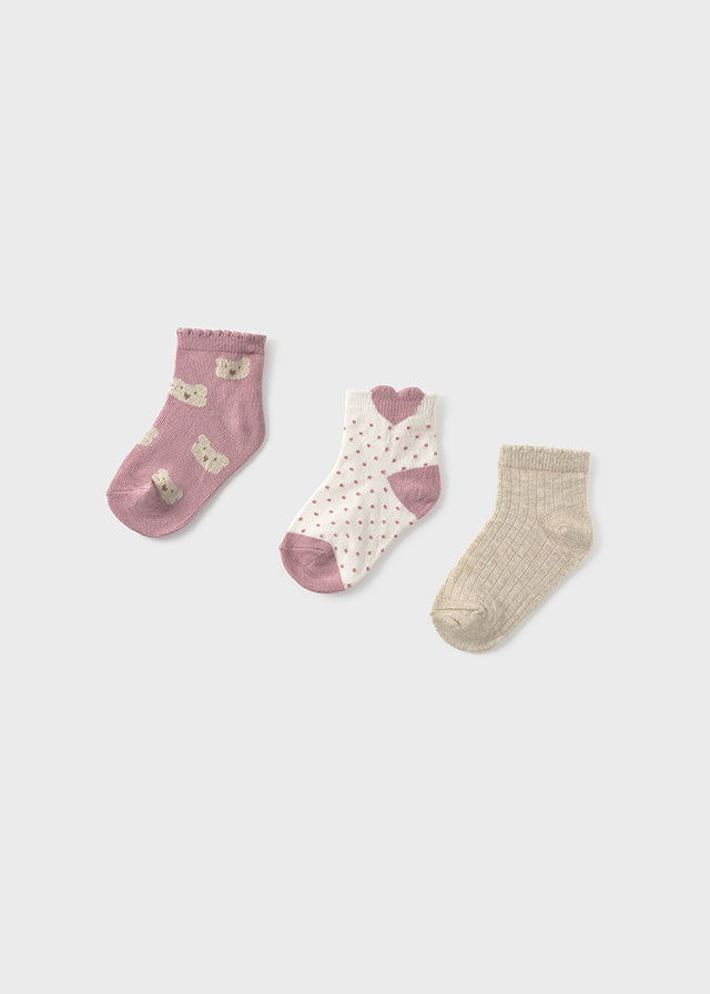 Trio de chaussettes - Ourson (orchidée)