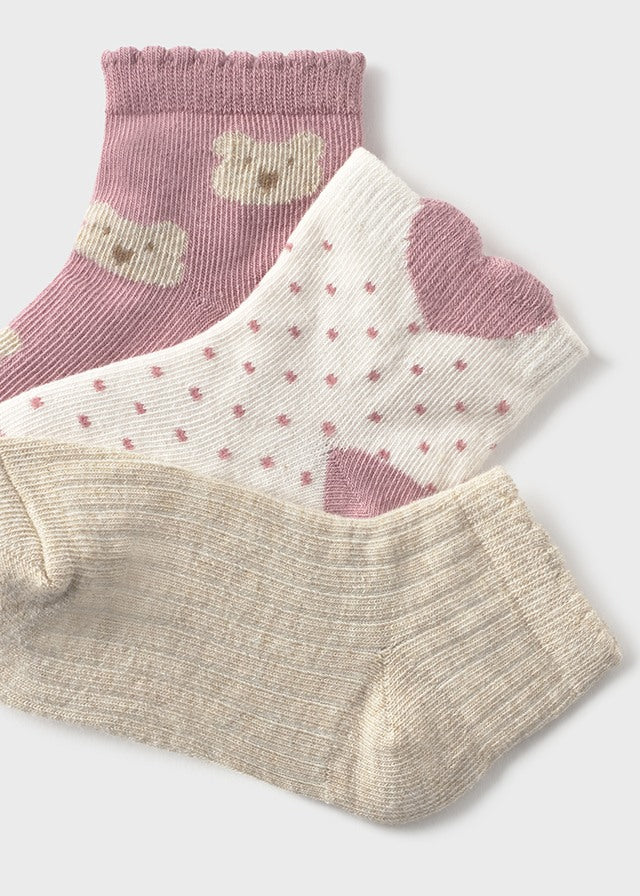 Trio de chaussettes - Ourson (orchidée)