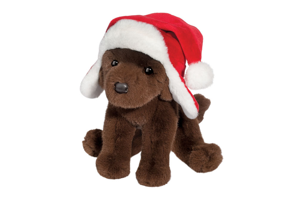 Peluche - Labrador brun avec chapeau de Noël (grand)