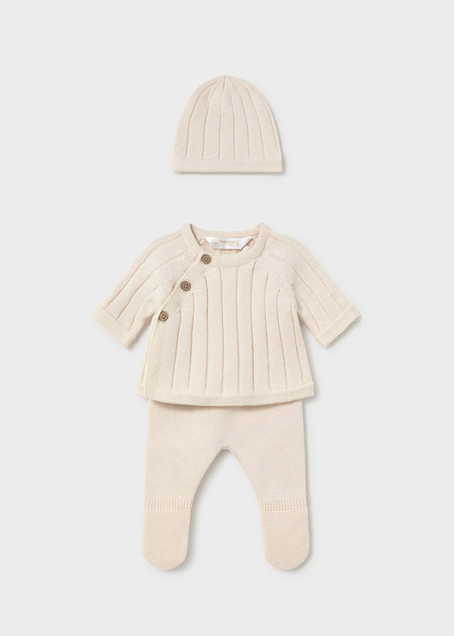 Ensemble cadeau - Ensemble 3 pièces en tricot blanc cassé