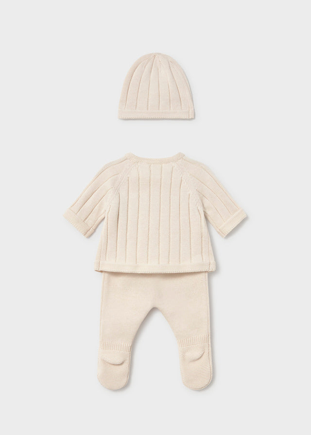 Ensemble cadeau - Ensemble 3 pièces en tricot blanc cassé