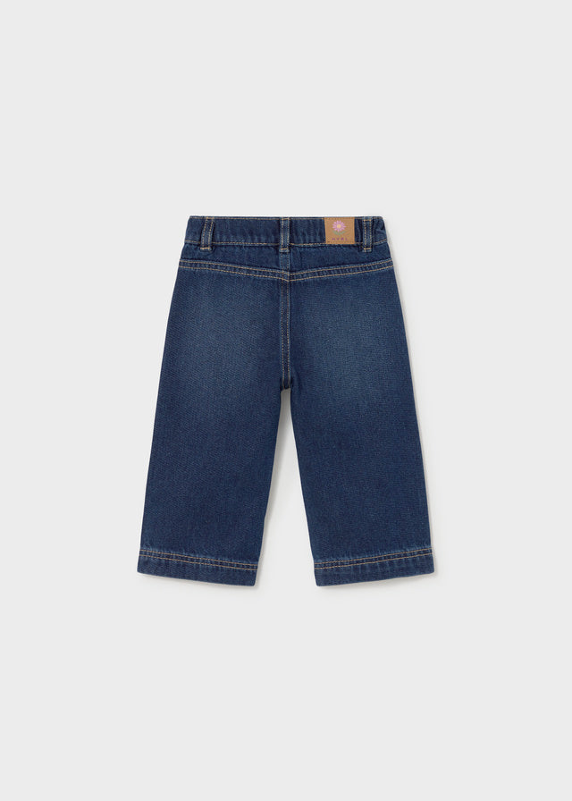 Pantalon en denim foncé avec poches brodées