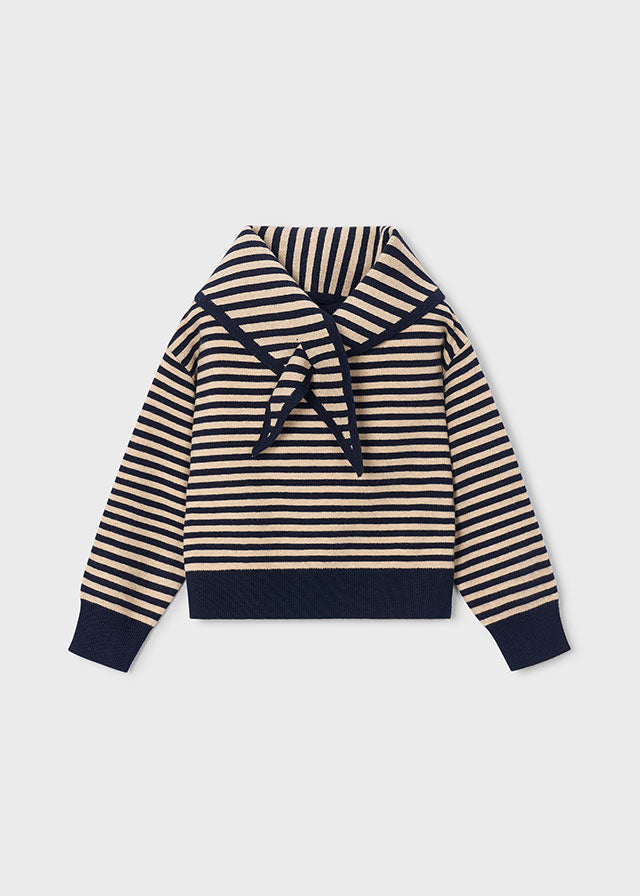 Pull à rayures avec foulard - Marine