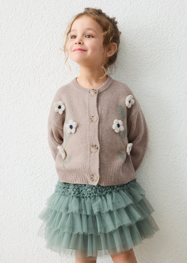 Cardigan en tricot avec fleurs brodées