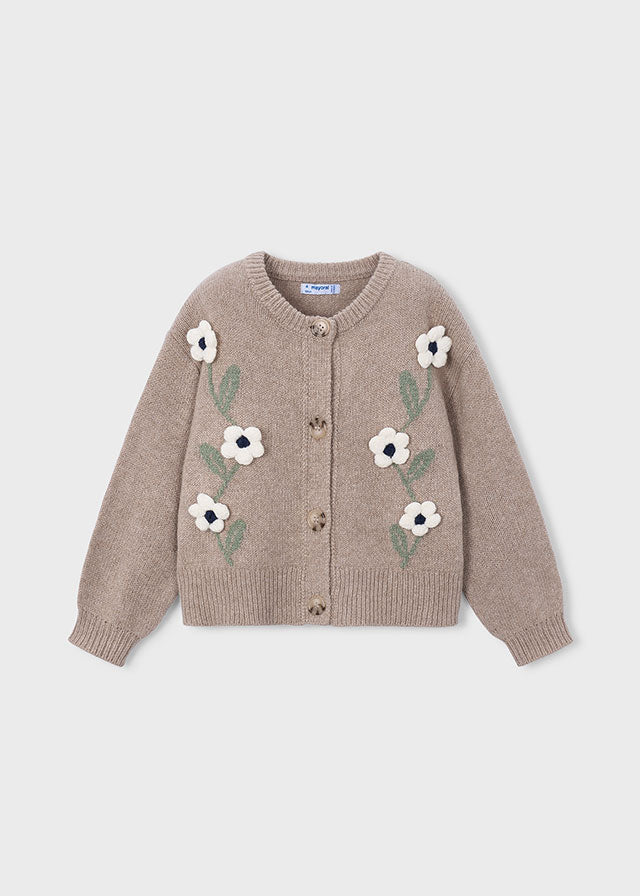 Cardigan en tricot avec fleurs brodées