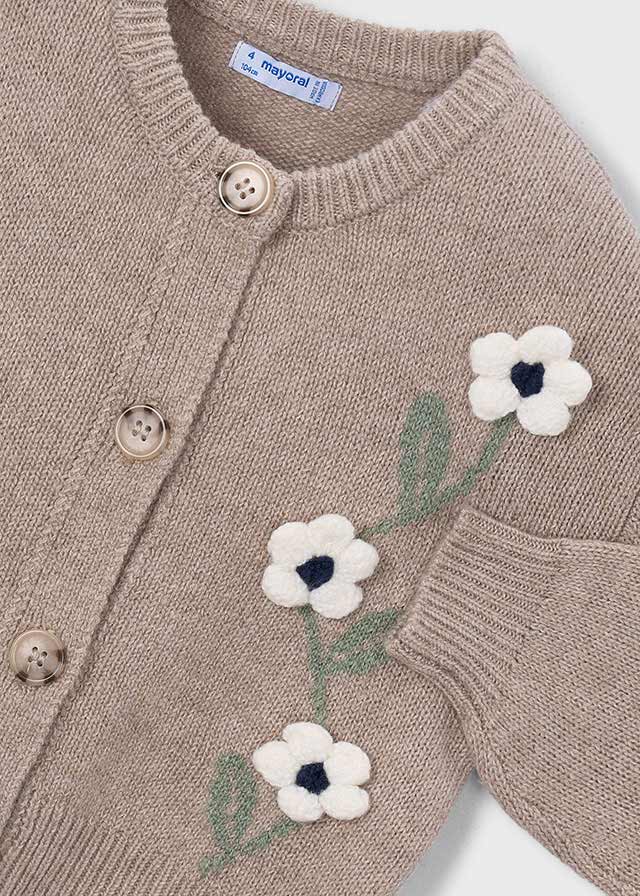 Cardigan en tricot avec fleurs brodées