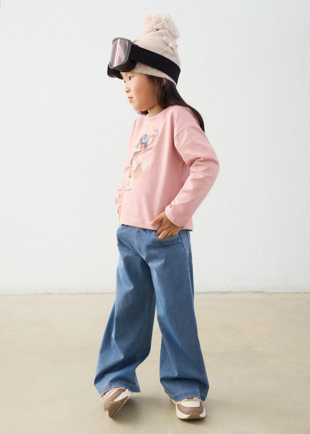 Pantalon à jambes larges en denim clair