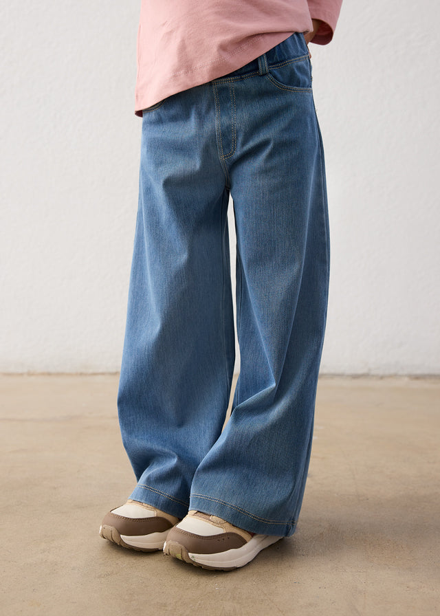 Pantalon à jambes larges en denim clair