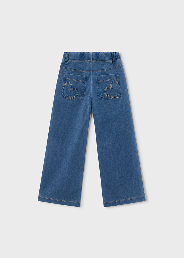 Pantalon à jambes larges en denim clair