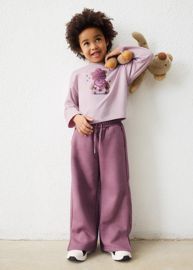 Pantalon à jambes larges en molleton - Violet