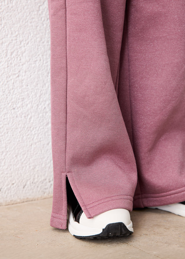 Pantalon à jambes larges en molleton - Violet