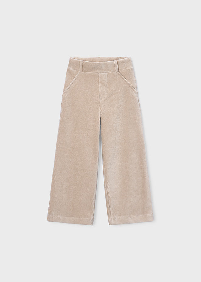 Pantalon à jambes larges en velours côtelé - Beige