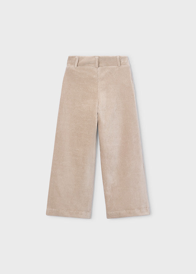 Pantalon à jambes larges en velours côtelé - Beige