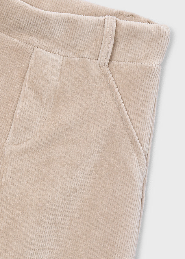 Pantalon à jambes larges en velours côtelé - Beige