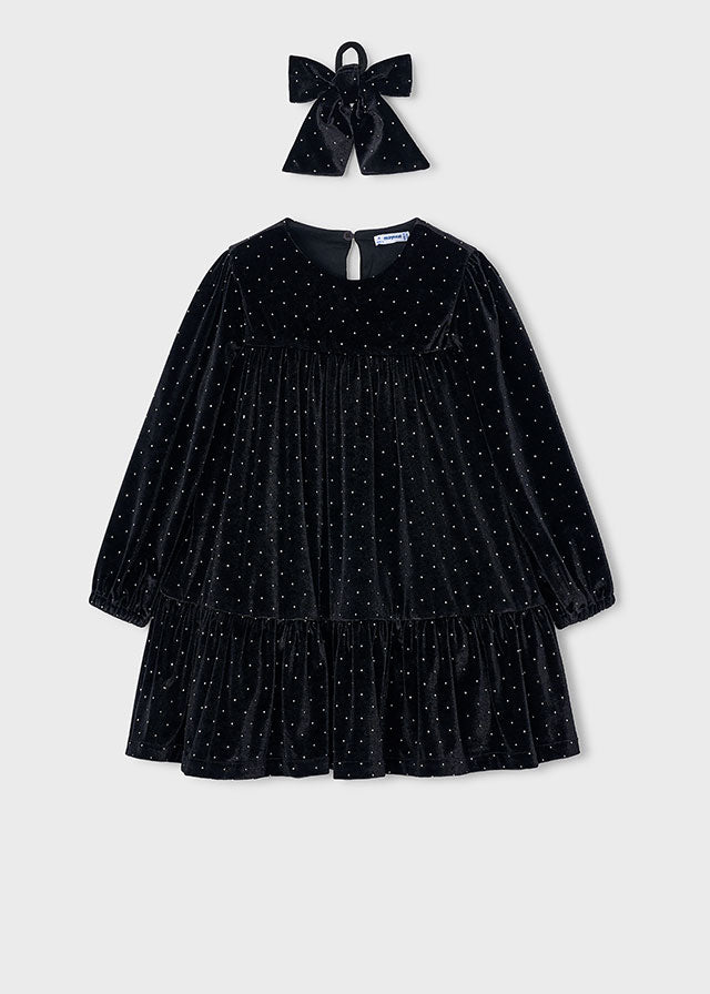 Robe en velours noir avec boucle