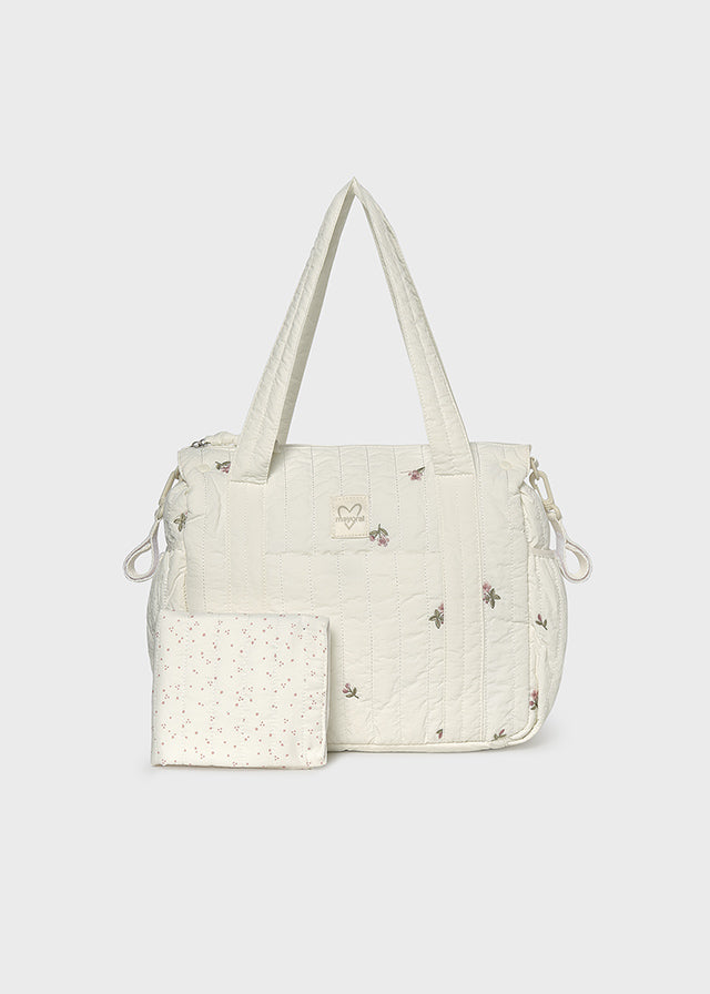 Sac à couches à broderies - Écru & Blush