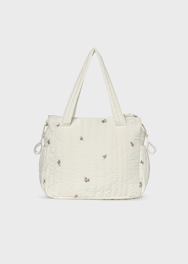 Sac à couches à broderies - Écru & Blush