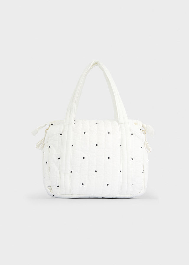 Sac à couches à broderies - Écru & Anthracite