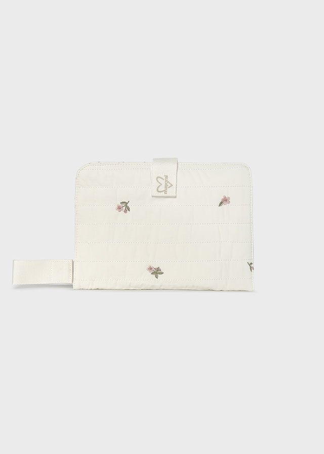 Matelas à langer avec broderies - Écru & Blush