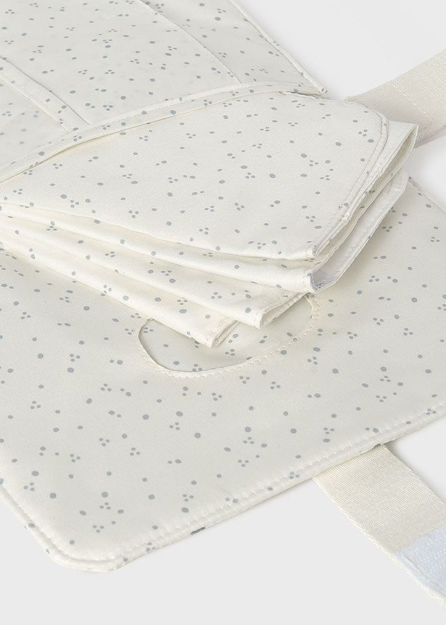 Matelas à langer avec broderies - Écru & Anthracite