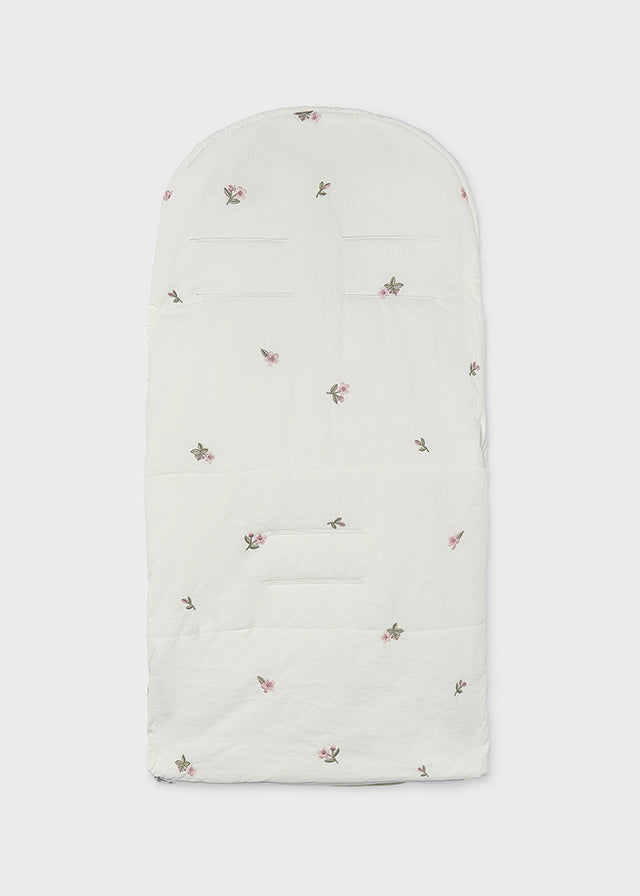 Chancelière avec fleurs brodées - Écru & Blush