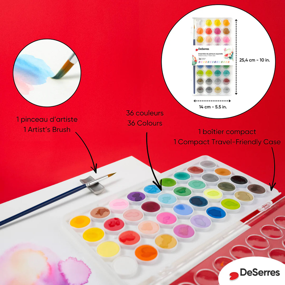 Ensemble de peinture aquarelle (36 couleurs)