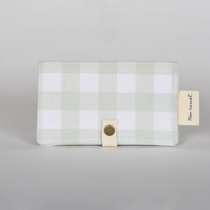 Protège carnet Gingham Sauge