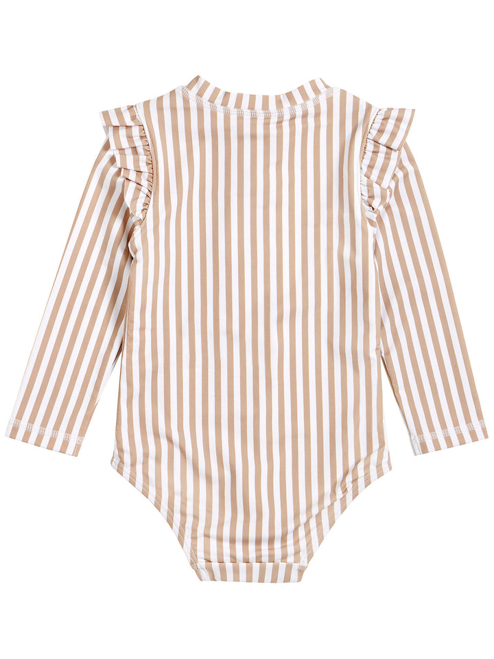 Maillot une pièce ligné Taupe Bébé 3-6 mois