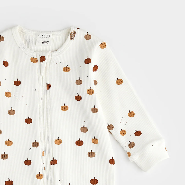 Pyjama une pièce en tricot côtelé Citrouilles