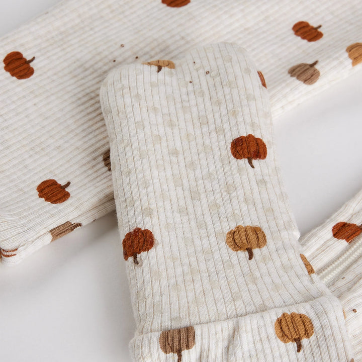 Pyjama une pièce convertible en tricot côtelé Citrouilles