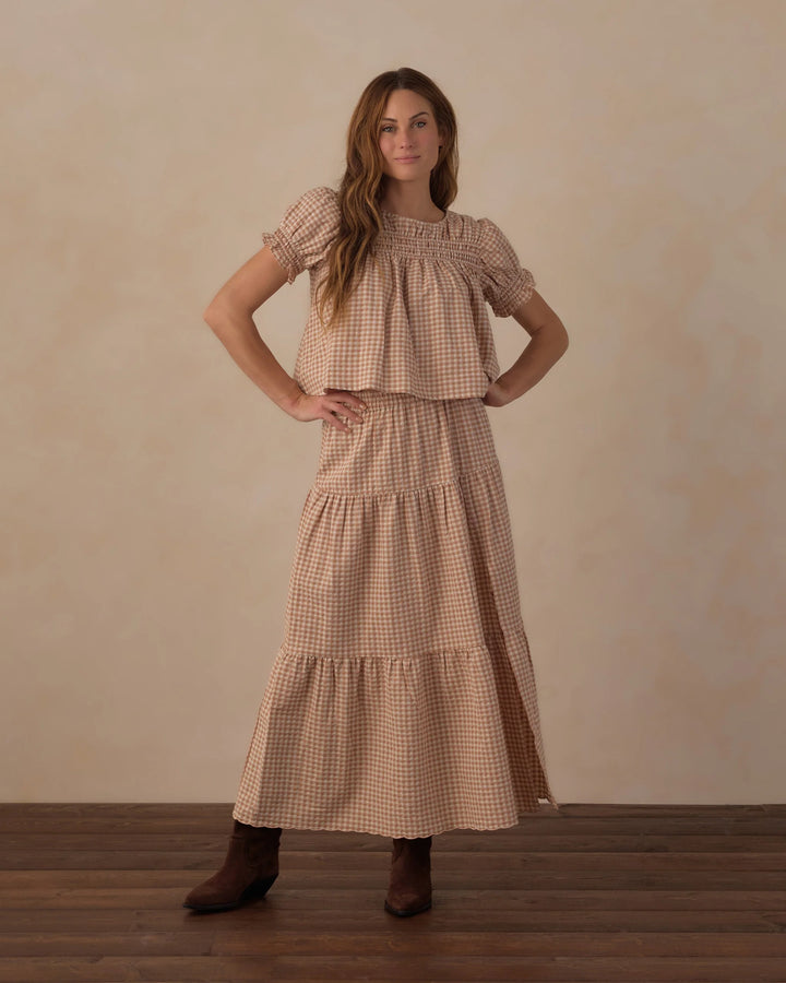 Jupe midi à volants pour femme - Fawn Gingham